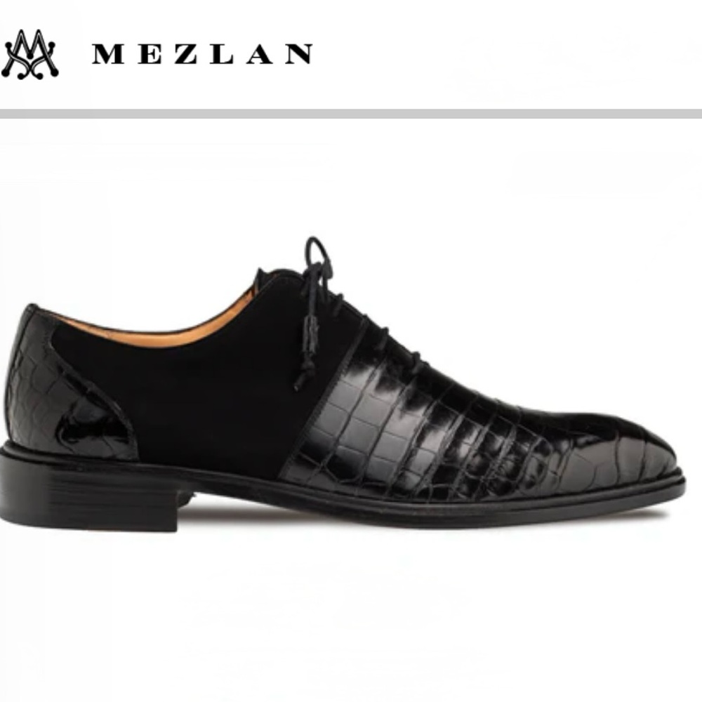 Mezlan Platinum Genuine Alligator black lace up Men’s Oxford shoes size 11 1/2